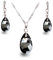 Schöner SD Schmuckset 925 Silber mit Marken Kristall Tropfen Silver Night anthrazit grau