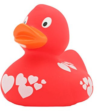 Lilalu 8,5 cm Herzen Ente Spielzeug (rot/weiß)
