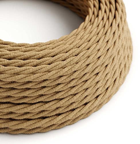 Creative-Cables L'originale cavo elettrico rivestito in juta 3 x 0,75 mm² (10 m, Juta Naturale TN06) – Trecciato, juta – Sicurezza certificata, made in Italy