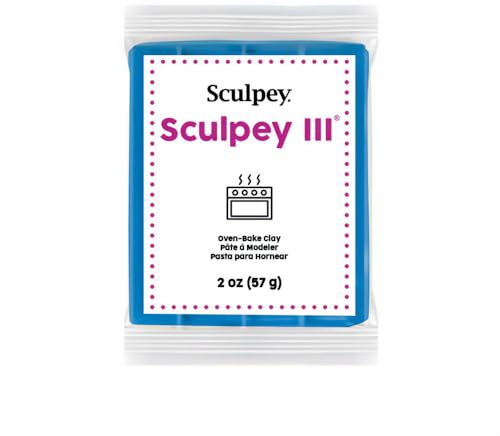Sculpey III® Polymer Oven-Bake Clay, Turquoise, Non Toxic, 2 oz. bar, Great for modeling, sculpting, holiday, DIY, mixed media and school projects.Perfect for kids & beginners!