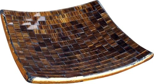 Eckige Mosaikschale, handgearbeitete Keramik, Design 6, groß (30*30 cm) | Einzigartige Terrakotta-Schale mit bunten Glasmosaiken, ideal für Obst oder als Untersetzer.