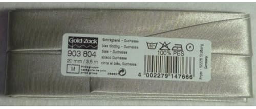 Prym 903804 Schrägband Duchesse, silbergrau, 100% PES, 20 mm Falzung: 40/20 mm | 3,5 m