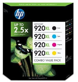 4 x Original Patronen HP 920XL für Officejet 6000, 6000 Wireless, 7000 Wide Format Printer, 6500 All-in-One, 6500 Wireless All-in-One / - 1x CD975AE schwarz, 1 x CD972AE cyan, 1x CD973AE magenta, 1 x CD974AE gelb