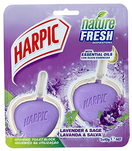 Harpic Active Fresh Toilet Rim Block Twin Pack, Lavender & Sage, Pack of 6, Anti-Limescale, Dirt Remover, Lasts up to 60 weeks and up to 3000 flushes, Toilet Cleaner, Toilet Freshener