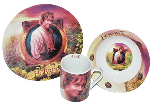 alles-meine.de GmbH 3 TLG. Geschirrset Hobbit - Herr der Ringe - Porzellan Tasse + Teller + Müslischale - Kindergeschirr Keramik Frühstücksset für Kinder Jungen Mädchen Halblinge