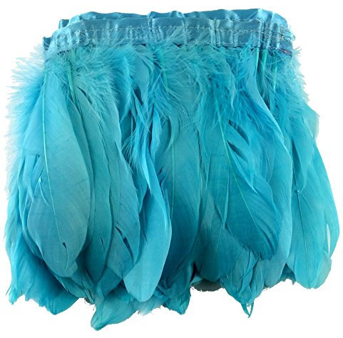 Sowder 2 Yards Duck Gänsefeder Fringe Trim 6-8 Breite für Nähen Kunsthandwerk DIY Dekoration Handgefertigte(türkis)