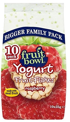 Fruit Bowl Fruit Flakes Raspberry with a Yogurt Coating (10x25g) - Pack of 6