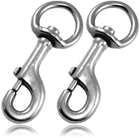 Ganzoo Karabiner-Haken mit Drehgelenk L: 105 mm, Bolzenkarabiner für Hunde-Leine, 2 Stück, Wirbelkarabiner, für Paracord 550 Hundehalsband, rostfreier Stahl, Schnapp-Karabiner Drehkopf, Farbe: Silber