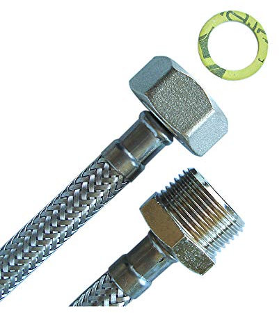 H2O-Flex® Verlängerungsschlauch 3/4 ÜM x 3/4 IG Waschmaschinen Geschirrspüler Schlauch DN8 Panzerschlauch Zulaufschlauch 2500mm