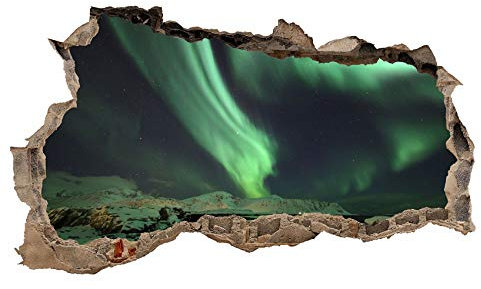 3D Wandtattoo Mauerloch Wandsticker Wandaufkleber Durchbruch Städte Landschaft Abenteuer selbstklebend H 60 x B 100 Schlafzimmer Wohnzimmer (WL14 Nordlichter)