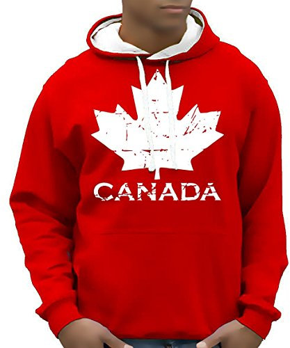 Coole-Fun-T-Shirts Canada Vintage NEU AHORN Kapuzensweater Kanada BICO-ROT GR.M