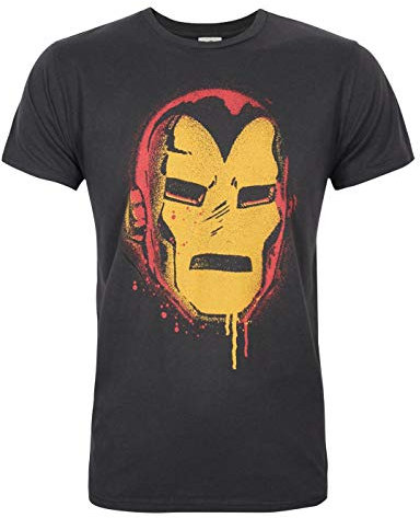 Junk Food Iron Man Face Men's T-Shirt Black