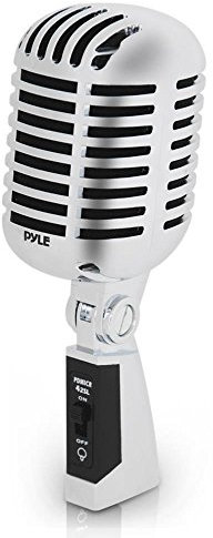 Pyle Microfono Dinamico Retro Classico, Microfono Cardioide Vintage con Cavo XLR, Compatibile con Supporto Universale, per Performance Live