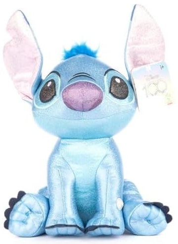 Stitch Peluche Glitter Ball avec sons - Lilo et Stitch - Couleur Bleu - Hauteur 28 cm