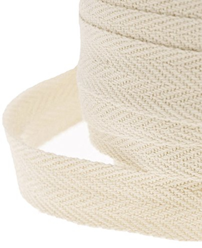 JJPRIME - Cotton 25mm 1 Herringbone Craft Apron Twill Dressmaking Sewing Bunting Tape (Beige, 50 Meter)