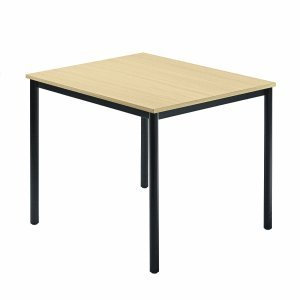 Besprechungstisch 800x800mm Ahorn Fuß Vierkantrohr schwarz