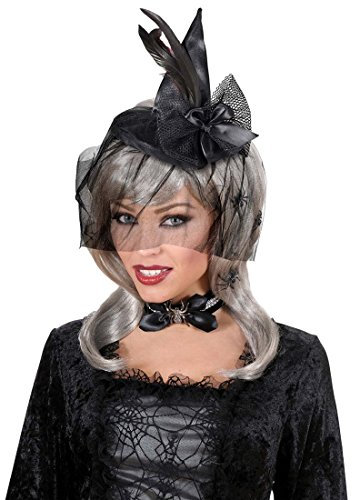 NET TOYS Hexen Mini Hut Kleiner Hexenhut Zauberin Fascinator Spitzhut Schwarzer Feder Minihut Halloween Kostüm Zubehör