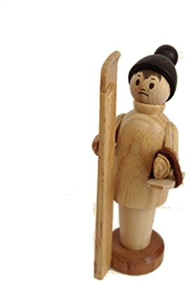 Rudolphs Schatzkiste Miniaturfigur Bruchpilot Skifahrer Natur Höhe=7,5cm NEU Seiffen Erzgebirge Dekoration Holzfiguren Weihnachten Fensterschmuck Spielzeug Deko Weihnachtsfigur