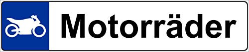 Schild – Motorräder - Kfz Kennzeichen Nummern-schild Parkplatz-schild Park-schild – 52x11cm mit Bohrlöchern | stabile 3mm starke PVC Hartschaumplatte – S00019Q +++ in 5 Varianten erhältlich