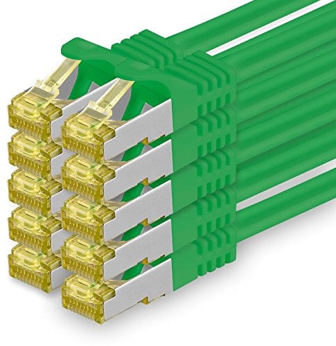 Cat.7 Netzwerkkabel 2m Grün 10 Stück Cat7 Ethernetkabel Netzwerk LAN Kabel Rohkabel 10 Gb s SFTP PIMF LSZH Set Patchkabel mit Rj 45 Stecker Cat.6a