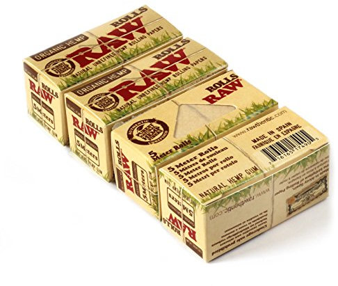 RAW 18397 Lot de 4 rouleaux de papier chanvre bio 5 m