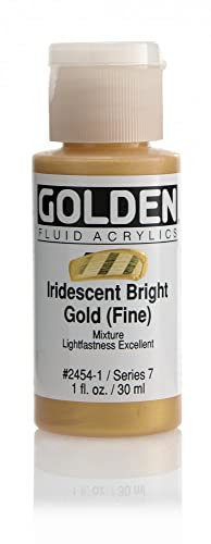 GOLDEN Fluid Acrylic Paint 1 oz-Iridescent Bright Gold, 30 ml (Pack of 1)