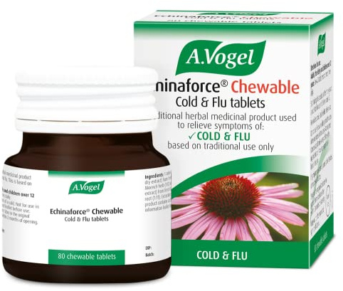 A.Vogel Echinaforce Chewable Cold & Flu Tablets | Relieve Cold & Flu Symptoms | Extracts of Fresh Echinacea | 80 Tablets