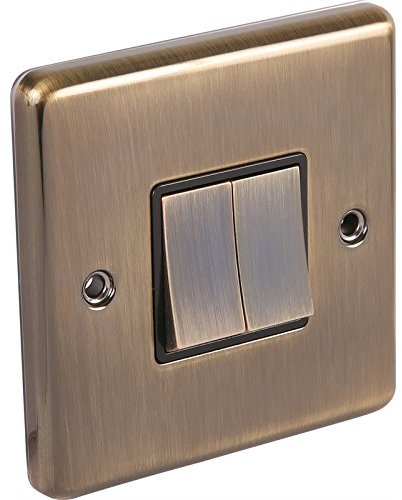 Antique Brass 2 Gang Light Switch (Windsor)