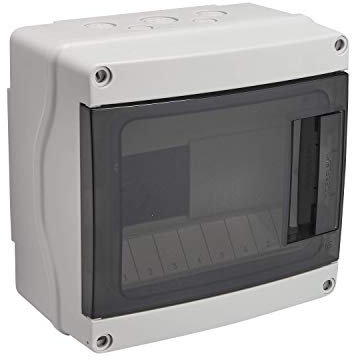 Coffret modulaire - Armoire de contrôle - Boitier de jonction - Boite de distribution electrique - Coffret Étanche Avec Porte IP65 / 1 Rangée / 8 Modules Avec Bornier gris - Debflex - 706712