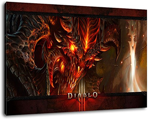 Diablo Format 120x80 cm Bild auf Leinwand, XXL riesige Bilder fertig gerahmt mit Keilrahmen, Kunstdruck auf Wandbild mit Rahmen