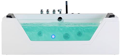 Bañera de hidromasaje blanco plata con LED de acrílico sanitario y vidrio individual 174 x 79 cm Samana