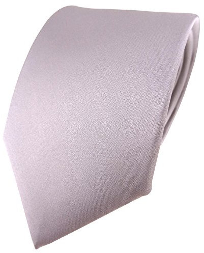 TigerTie Satin Seidenkrawatte in silber grau einfarbig Uni - Krawatte 100% Seide