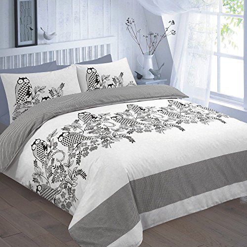 Goldstar® Owl Duvet Cover Animal Printed Bed Linen Quilt Cover Bedding Set with Pillow Case (King, Owls Black)