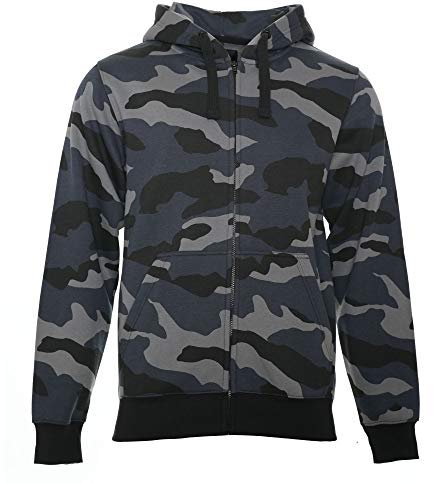ROCK-IT Apparel I Felpa Mimetica con Cappuccio da Uomo I Giacca con Cappuccio I Hoody I Felpa con Cappuccio con Cerniera I Lavorazione di Alta qualità I Taglie S-5XL I Nero/Grigio/Blu Large