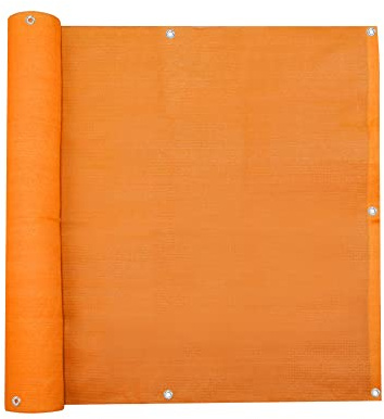 jarolift Brise Vue, Toile De Balcon Basic, Pare-Vue Protection Contre Le Vent Protection Solaire Revêtement De Balcon, Respirant, 500 x 90cm, (24 Oeillets) Orange