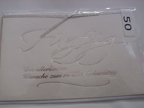 50. Geburtstag Glückwunschkarte Geschenkskarte Grusskarte Geschenkkarte Zum 50. Geburtstag Die allerbesten Wünsche zum runden Geburtstag Karte mit Umschlag weiß