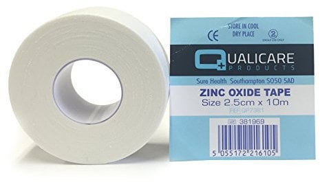 Qualicare 3 ROLLS OF 2.5CM x 10M WHITE ADHESIVE DURABLE MEDICAL BINDING SPORTS ZINC OXIDE INJURY SUPPORT STRAPPING TAPE