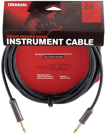 D’Addario Accessories Custom Series Circuit Breaker Guitar Cable - Momentary Kill Switch Instrument Cable with ¼ Inch Ends - On/Off Switch for Silent Instrument Changes - Straight, 20 feet