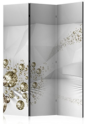 RAUMTEILER/PARAVENT B&D XXL - Paravent Raumteiler Innen 3D Optik 135x172 cm 3-teilig Einseitig Raumtrenner Raum Trennwand Holz Room Divider Spanische Wand Raum Abtrennung grau a-A-0188-z-b