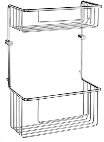 Smedbo Seifenkorb gerade 2 Ebenen, Chrom poliert DK1031 Sideline Basic, silber, 12 x 22,6 x 37,4 cm