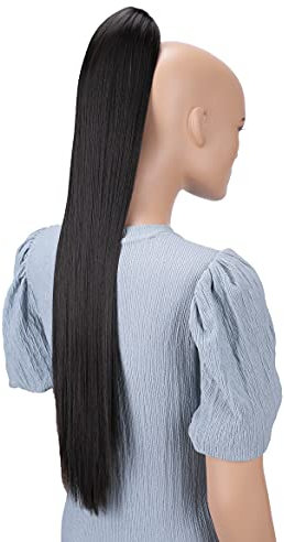 CAISHA 70cm Extralang Clip On Haarteil Zopf Pferdeschwanz Hitzebeständig Synthetik Glatt Braun H79