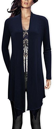 BlackButterfly Lungo Drappeggio Cardigan (Blu Mezzanotte, 2XL)