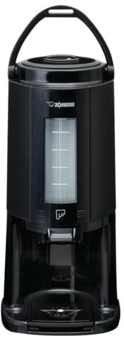 ZOJIRUSHI Thermal Gravity Pot Glass Lined Beverage Dispenser w/Small Stand Coffee Server, 84 oz, Black
