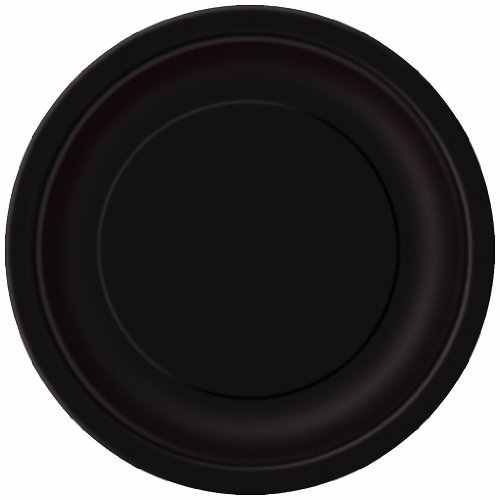 Unique Party - Platos de Papel - 23 cm - Negro - Paquete de 16 (32080)