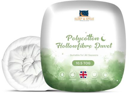Sleep&Smile Luxury Double 10.5 Tog Polycotton Duvet - Soft Breathable Hypoallergenic Comforter for Year-Round Use Machine Washable Seasons