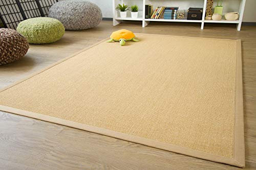 Steffensmeier Sisal Teppich Brazil mit Bordüre Farbe Natur beige Premium Qualität 100% Sisal, Größe: 80x160 cm