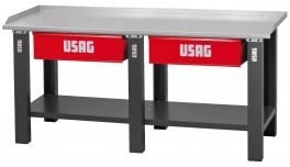 USAG 506 A2C/2000 U05060033 Banco da Lavoro con Piano in Acciaio, 2 Cassetti