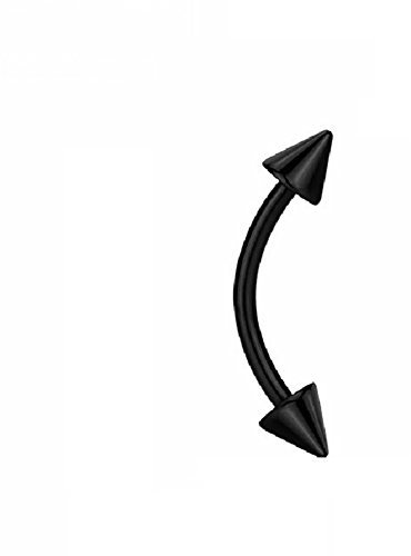 eeddoo Piercing Banane mit Stacheln Schwarz Edelstahl Gewinde: 1,6 mm Länge: 10 mm 5 mm