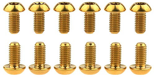 12 Stück Ti Titan Schrauben Torx M5 x 10 Fahrrad Scheibenbremse Zyklus-Rotorschrauben Gr5 (Gold)