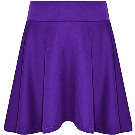 A2Z 4 Kids Girls Plain Skater Skirt Camouflage for School Trendy Soft Feel - Plain Skater Skirt Purple 11-12